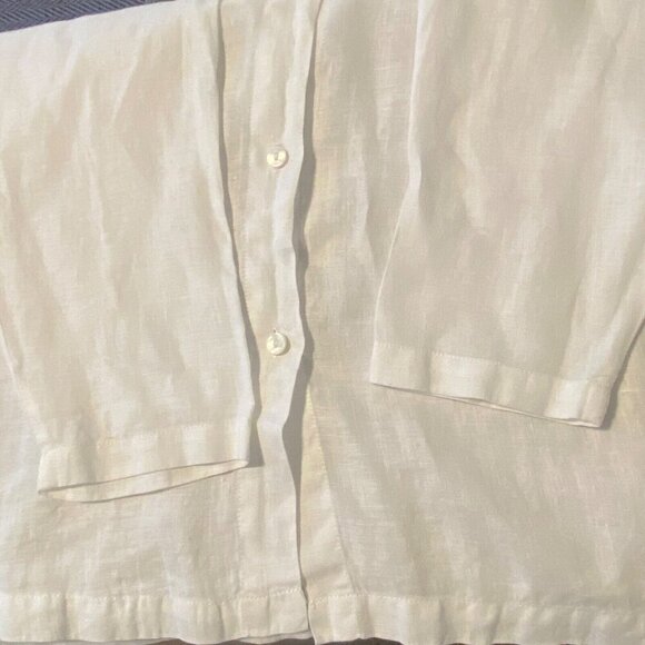 Arleen Bowman Chin Chin Linen Tunic Shirt Womens Size M Button Up White - Picture 6 of 7